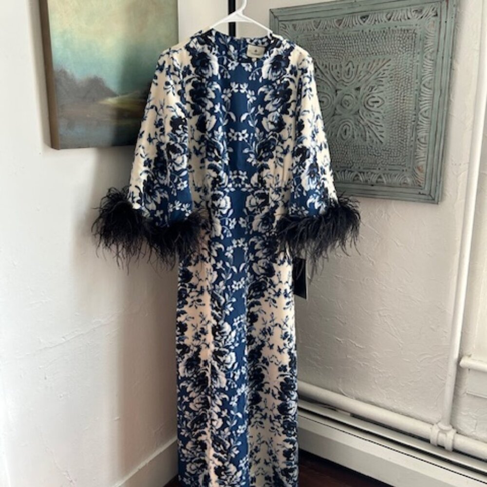 NWT Tuckernuck Indigo Floral Horizon Feather Jamison Dress. Sz. Medium